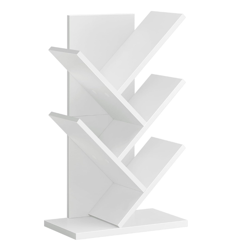 Repisa de escritorio para libros, blanca