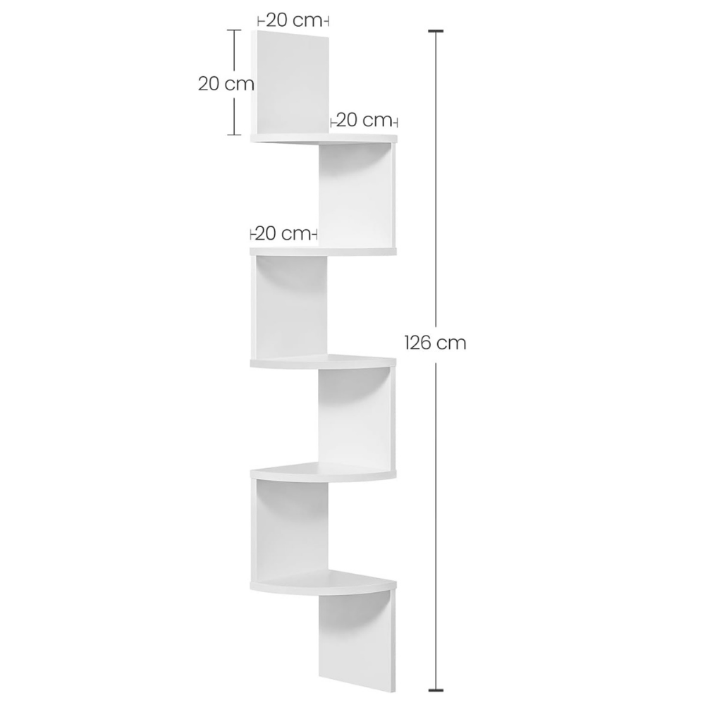 Estante esquinero de pared, 5 niveles