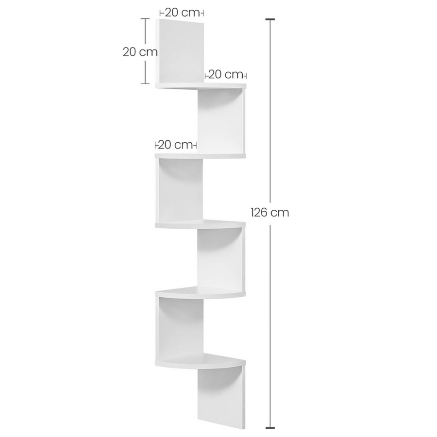Estante esquinero de pared, 5 niveles