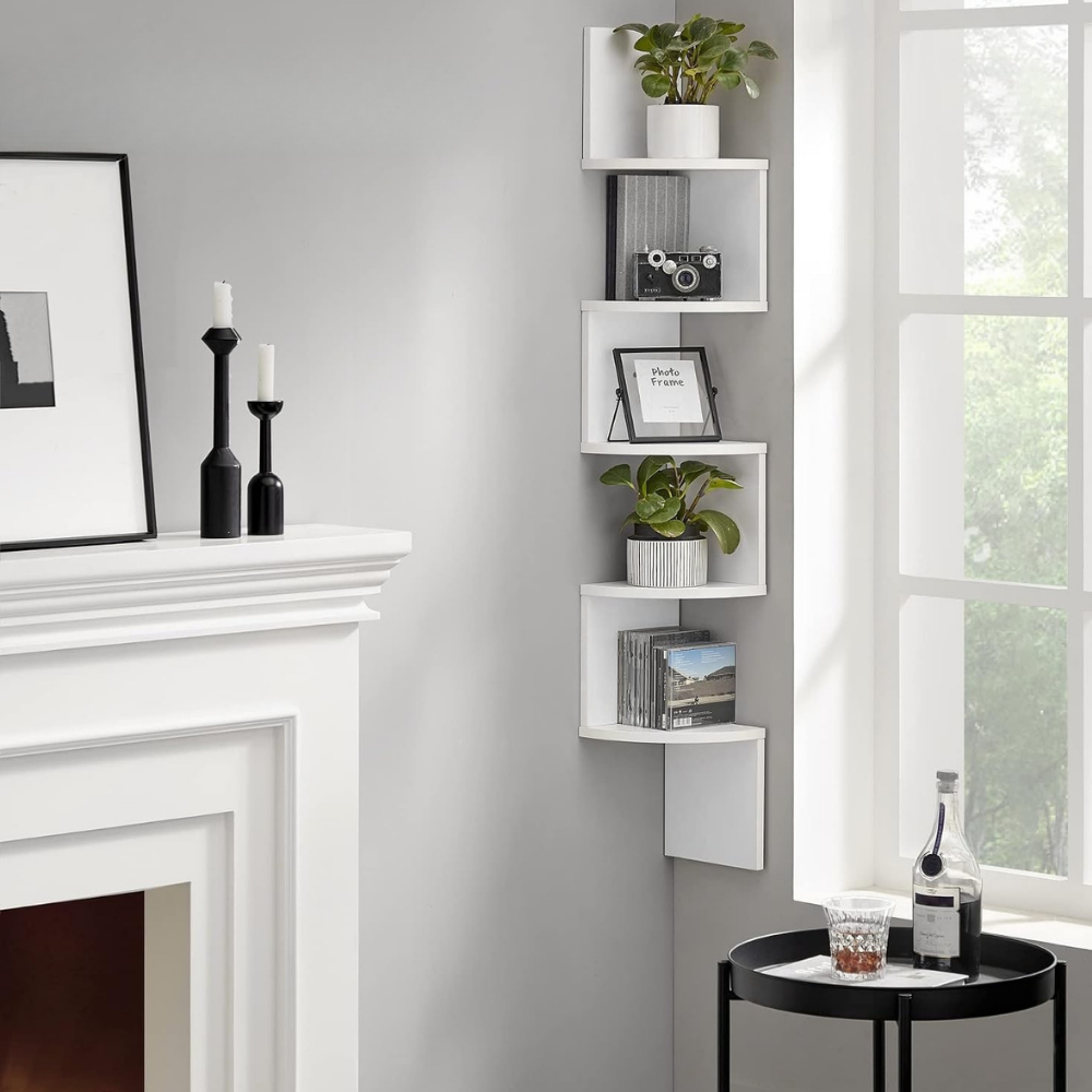 Estante esquinero de pared, 5 niveles