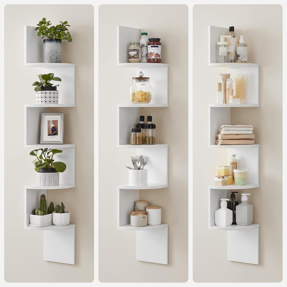 Estante esquinero de pared, 5 niveles