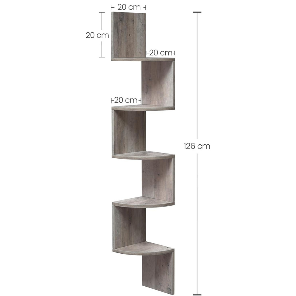 Estante esquinero de pared, 5 niveles