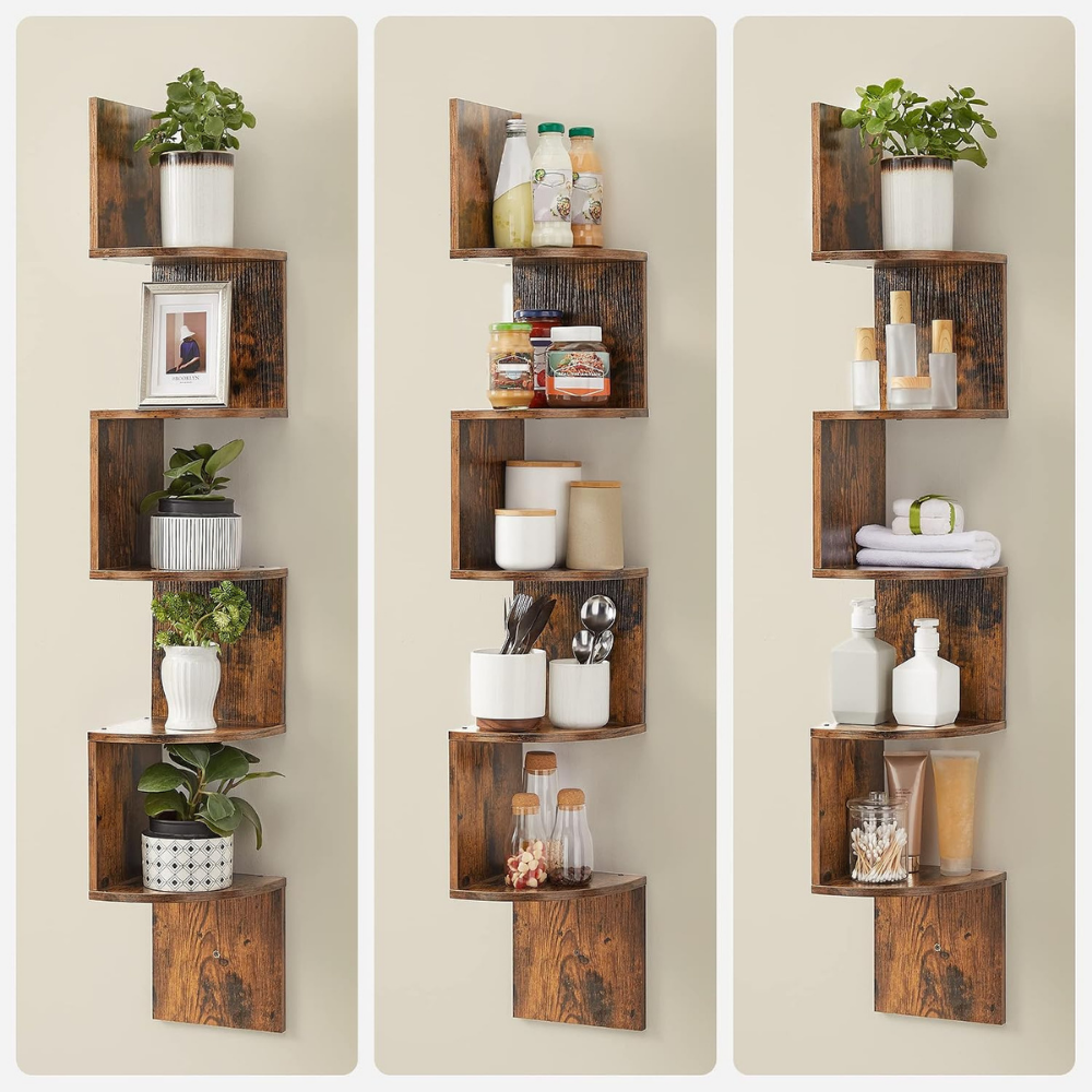 Estante esquinero de pared, 5 niveles