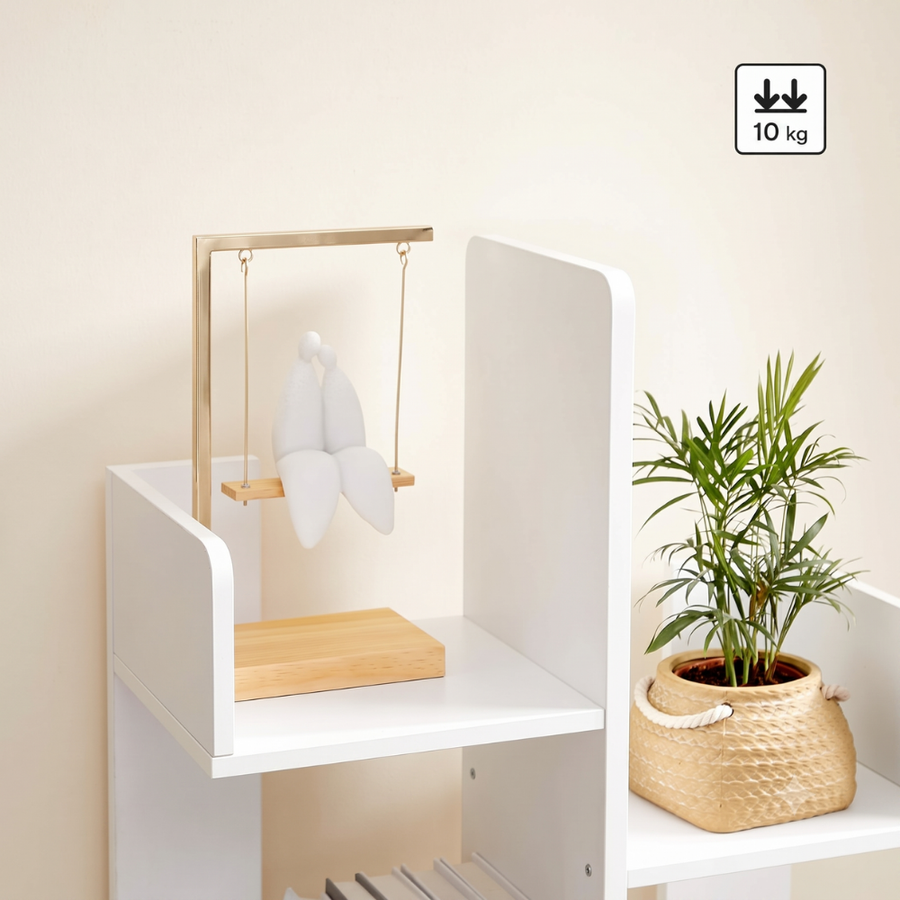 Librero decorativo tipo árbol, blanco