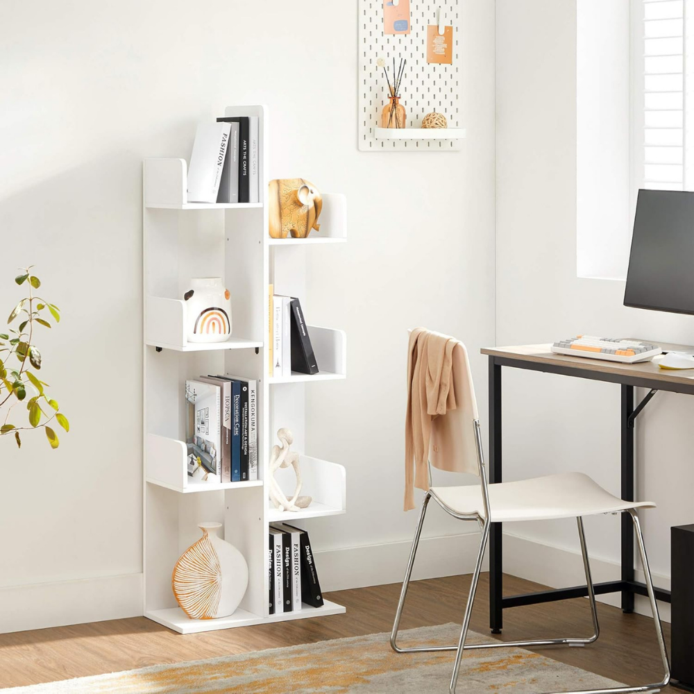 Librero decorativo tipo árbol, blanco