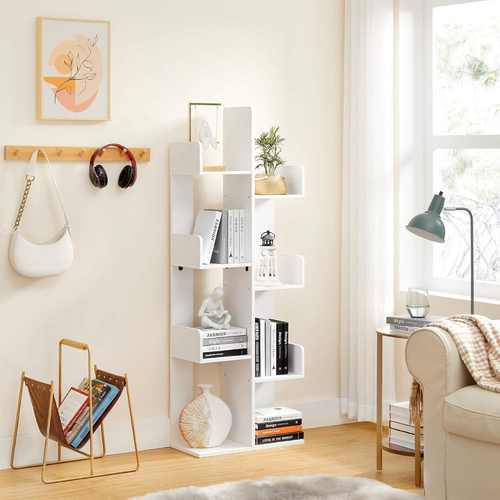 Librero decorativo tipo árbol, blanco
