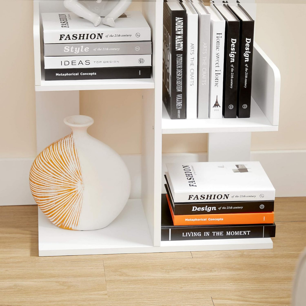 Librero decorativo tipo árbol, blanco