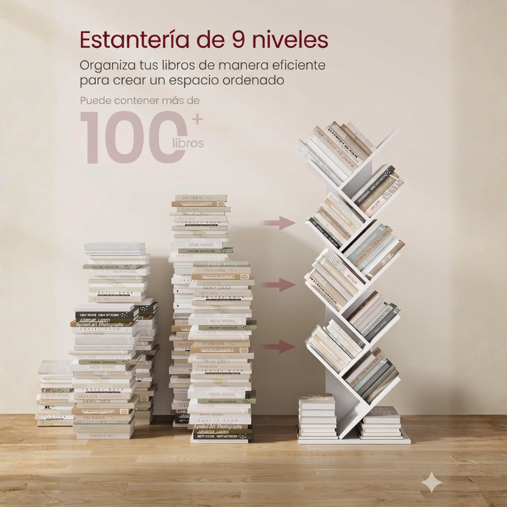 Librero vertical decorativo blanco