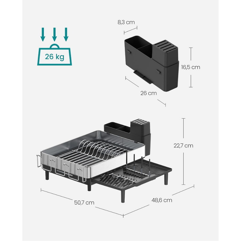 Escurridor de platos expandible de acero inoxidable
