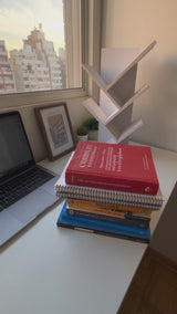 Repisa de escritorio para libros, blanca