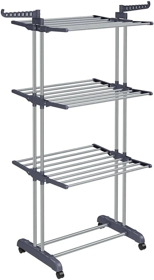 Tendedero de ropa plegable con ruedas, acero inoxidable